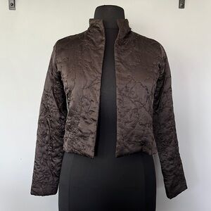 Eileen Fisher Brown Silk Quilted Blazer